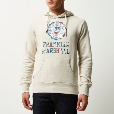Cream Franklin & Marshall branded hoodie